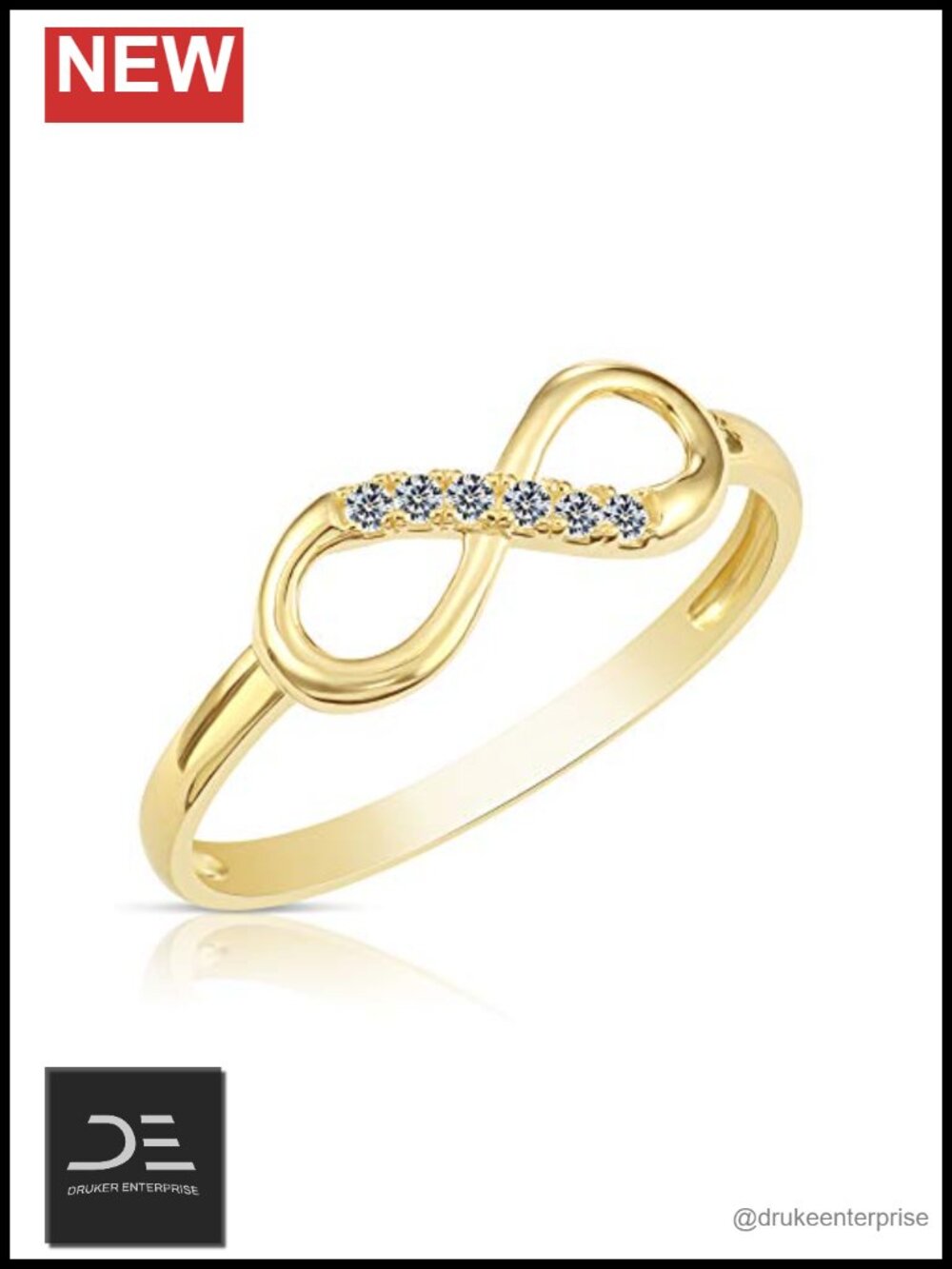 10k Yellow Gold Forever Infinity Cubic Zirconia Ring Size 8